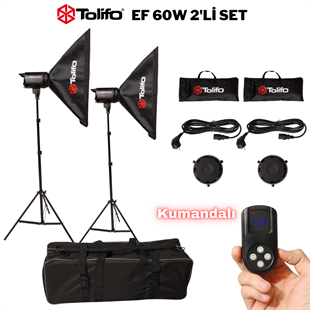 Tolifo EF 60w Led Video Işığı 2li Soft Boxlı Çantalı set